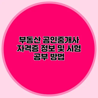 부동산 공인중개사 자격증 정보 및 시험 공부 방법