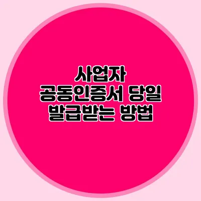 사업자 공동인증서 당일 발급받는 방법