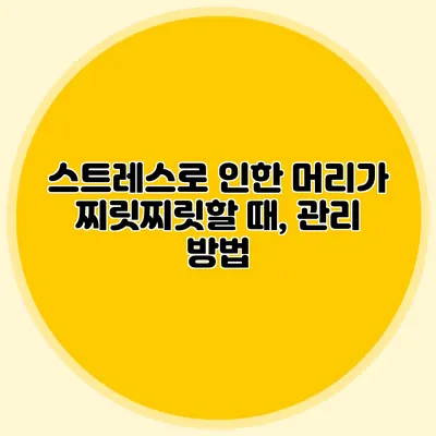 스트레스로 인한 머리가 찌릿찌릿할 때, 관리 방법