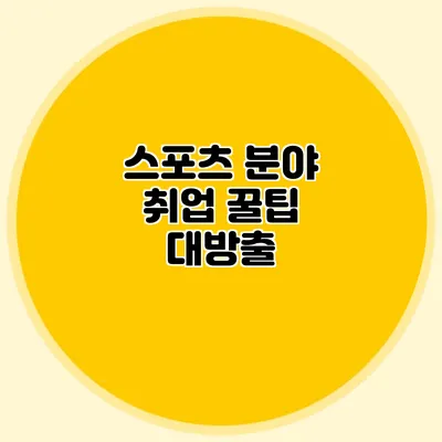 스포츠 분야 취업 꿀팁 대방출