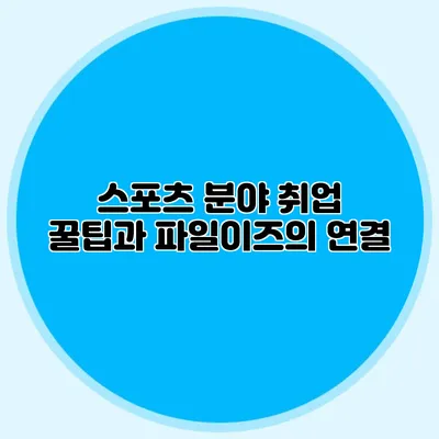 스포츠 분야 취업 꿀팁과 파일이즈의 연결