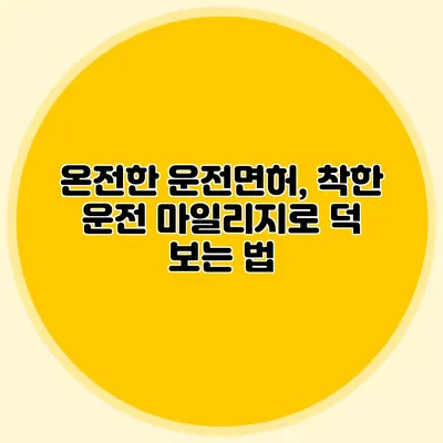 온전한 운전면허, 착한 운전 마일리지로 덕 보는 법