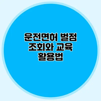 운전면허 벌점 조회와 교육 활용법