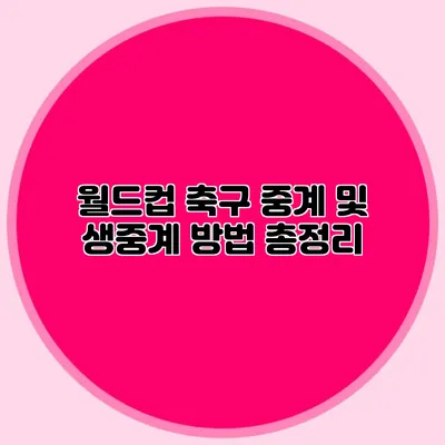 월드컵 축구 중계 및 생중계 방법 총정리