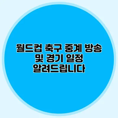 월드컵 축구 중계 방송 및 경기 일정 알려드립니다