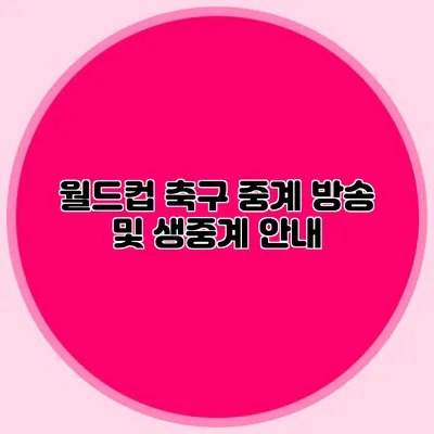 월드컵 축구 중계 방송 및 생중계 안내