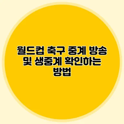 월드컵 축구 중계 방송 및 생중계 확인하는 방법