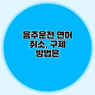 음주운전 면허 취소, 구제 방법은?