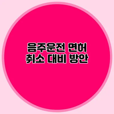 음주운전 면허 취소 대비 방안