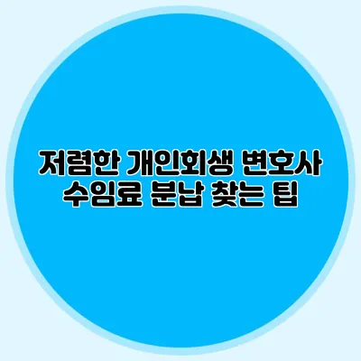 저렴한 개인회생 변호사 수임료 분납 찾는 팁
