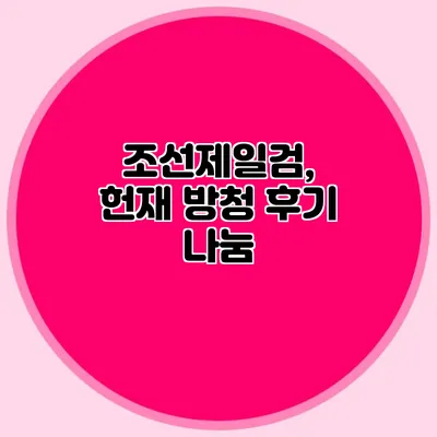 조선제일검, 헌재 방청 후기 나눔