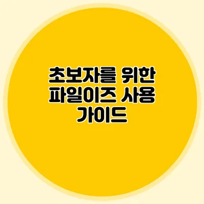초보자를 위한 파일이즈 사용 가이드