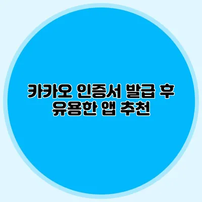 카카오 인증서 발급 후 유용한 앱 추천