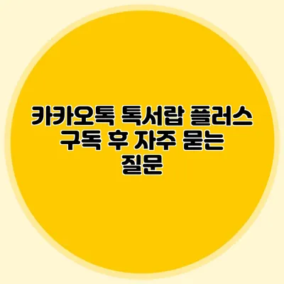 카카오톡 톡서랍 플러스 구독 후 자주 묻는 질문