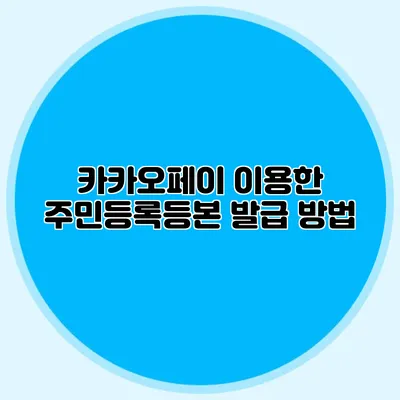 카카오페이 이용한 주민등록등본 발급 방법