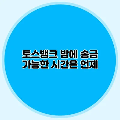 토스뱅크 밤에 송금 가능한 시간은 언제?