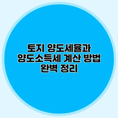 토지 양도세율과 양도소득세 계산 방법 완벽 정리