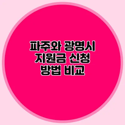 파주와 광명시 지원금 신청 방법 비교