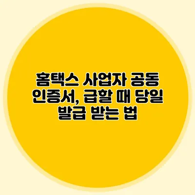 홈택스 사업자 공동 인증서, 급할 때 당일 발급 받는 법