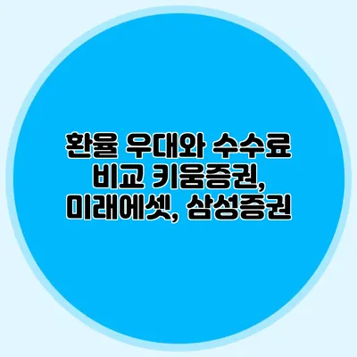 환율 우대와 수수료 비교 키움증권, 미래에셋, 삼성증권