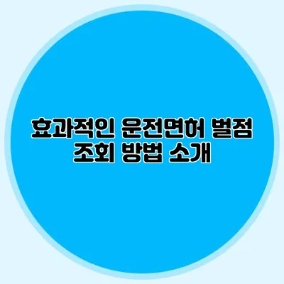효과적인 운전면허 벌점 조회 방법 소개