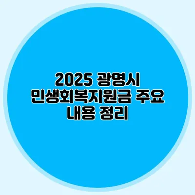2025 광명시 민생회복지원금 주요 내용 정리