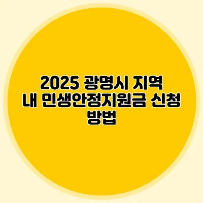 2025 광명시 지역 내 민생안정지원금 신청 방법