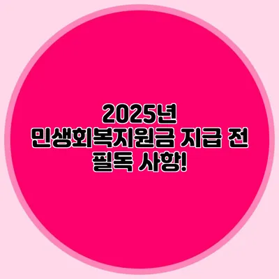 2025년 민생회복지원금 지급 전 필독 사항!