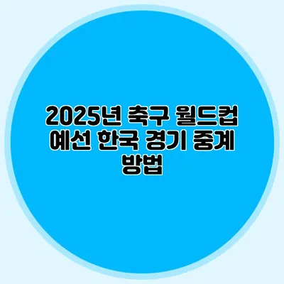 2025년 축구 월드컵 예선 한국 경기 중계 방법