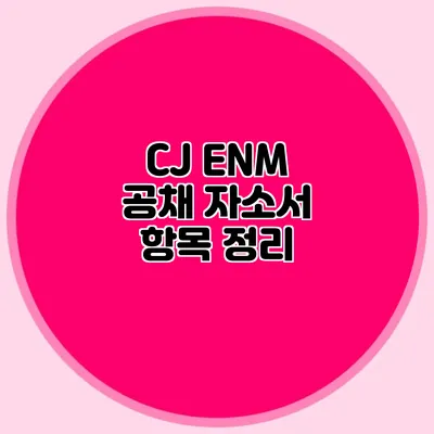 CJ ENM 공채 자소서 항목 정리