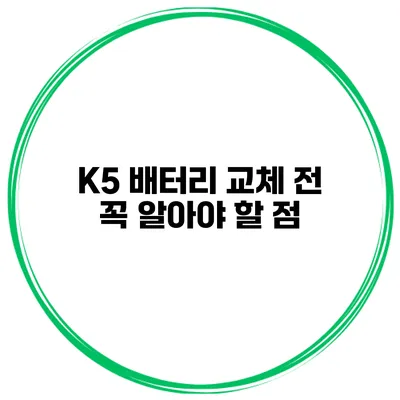 K5 배터리 교체 전 꼭 알아야 할 점