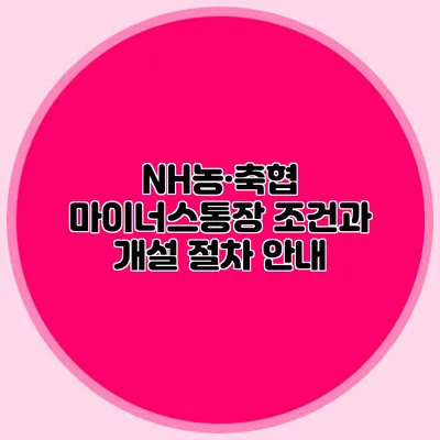 NH농·축협 마이너스통장 조건과 개설 절차 안내