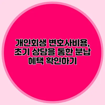 개인회생 변호사비용, 초기 상담을 통한 분납 혜택 확인하기