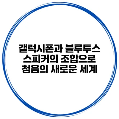 갤럭시폰과 블루투스 스피커의 조합으로 청음의 새로운 세계