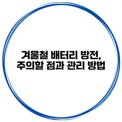 겨울철 배터리 방전, 주의할 점과 관리 방법