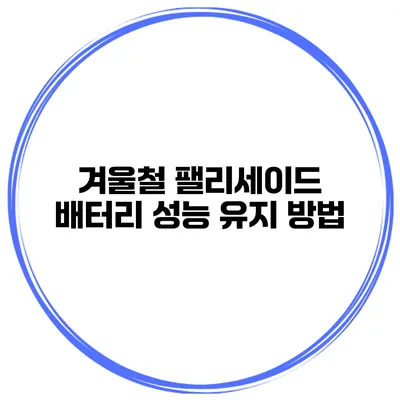 겨울철 팰리세이드 배터리 성능 유지 방법