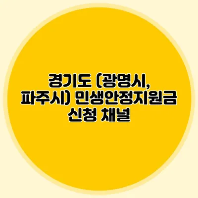 경기도 (광명시, 파주시) 민생안정지원금 신청 채널