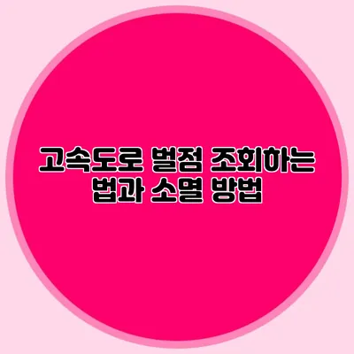 고속도로 벌점 조회하는 법과 소멸 방법