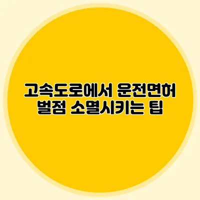 고속도로에서 운전면허 벌점 소멸시키는 팁