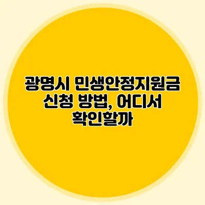 광명시 민생안정지원금 신청 방법, 어디서 확인할까?