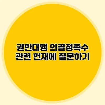 권한대행 의결정족수 관련 헌재에 질문하기