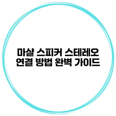 마샬 스피커 스테레오 연결 방법 완벽 가이드