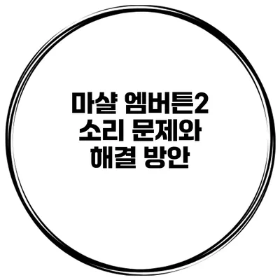 마샬 엠버튼2 소리 문제와 해결 방안
