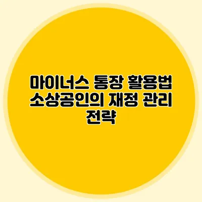 마이너스 통장 활용법 소상공인의 재정 관리 전략