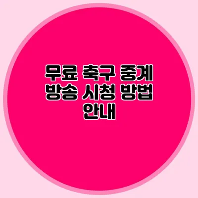 무료 축구 중계 방송 시청 방법 안내