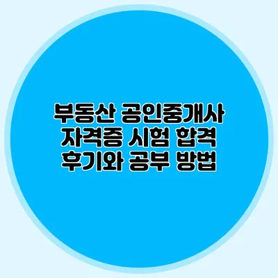 부동산 공인중개사 자격증 시험 합격 후기와 공부 방법