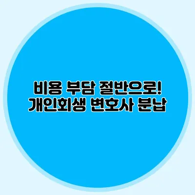 비용 부담 절반으로! 개인회생 변호사 분납
