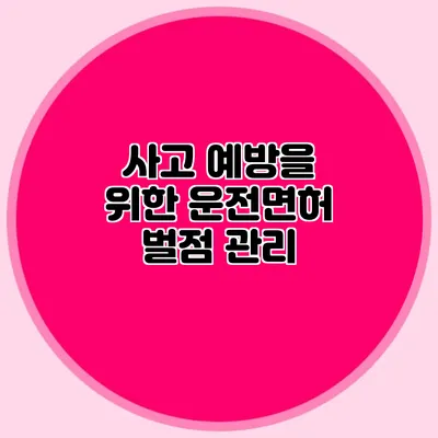 사고 예방을 위한 운전면허 벌점 관리