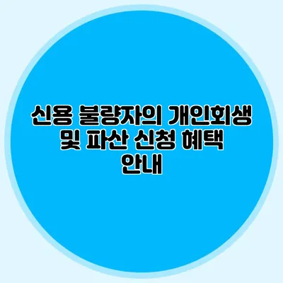 신용 불량자의 개인회생 및 파산 신청 혜택 안내