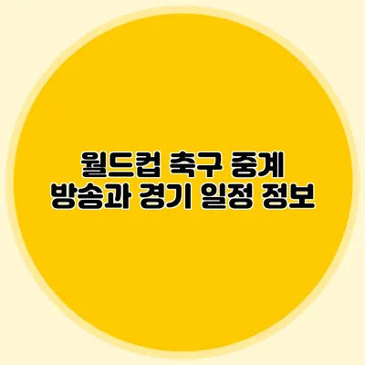 월드컵 축구 중계 방송과 경기 일정 정보
